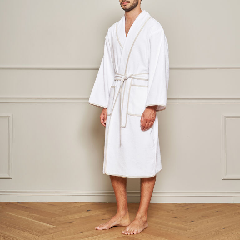 slide 2 Light terry and Linen Bathrobe
