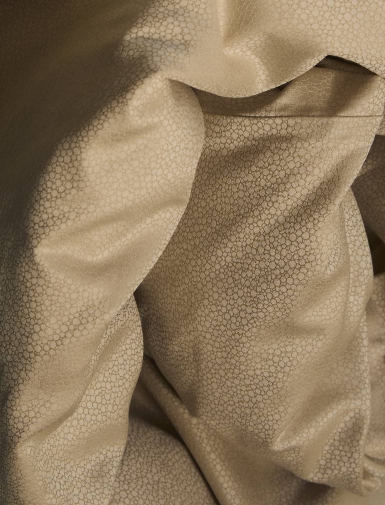 Frette Forever Jacquard bedding woven in Italy from yarn-dyed cotton or silk with intricate shagreen pattern and luxurious shine